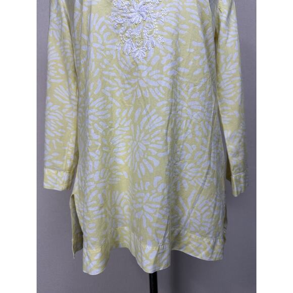 Tantrums Boho Crochet V- Neck Top Blouse Yellow Floral Women’s Size Small - Picture 2 of 16